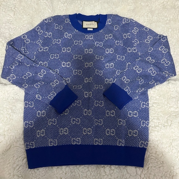 Gucci GG jacquard wool sweater crewneck SZ M - Picture 1 of 6